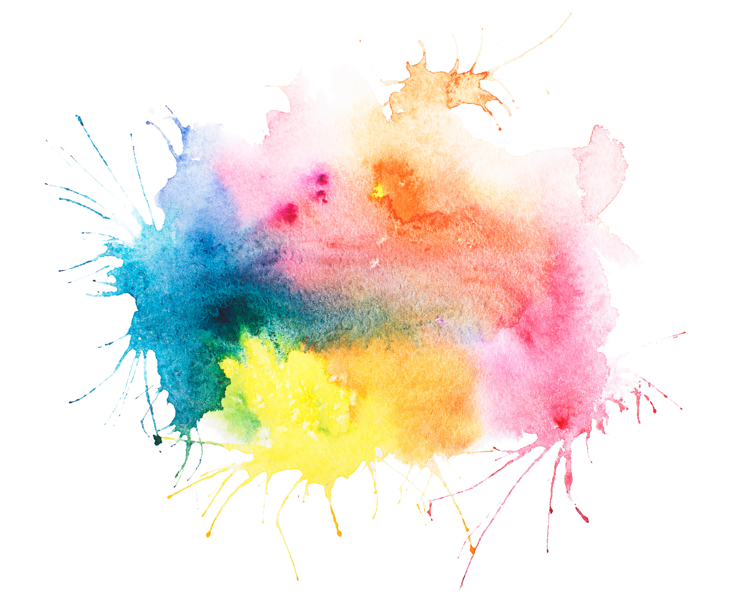 Abstract watercolor aquarelle hand drawn blot colorful paint splatter stain